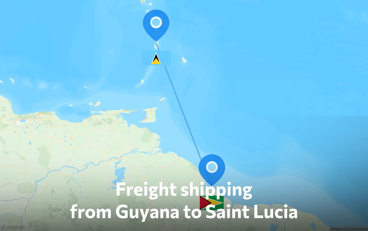 Shipping route from Guyana to Saint Lucia