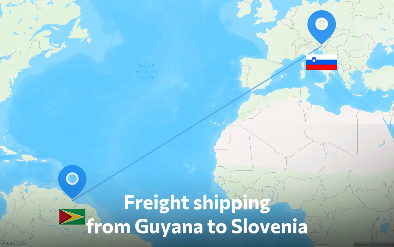 Shipping route from Guyana to Slovenia