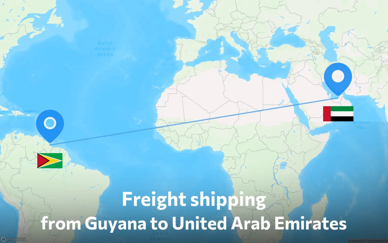 Shipping route from Guyana to United Arab Emirates