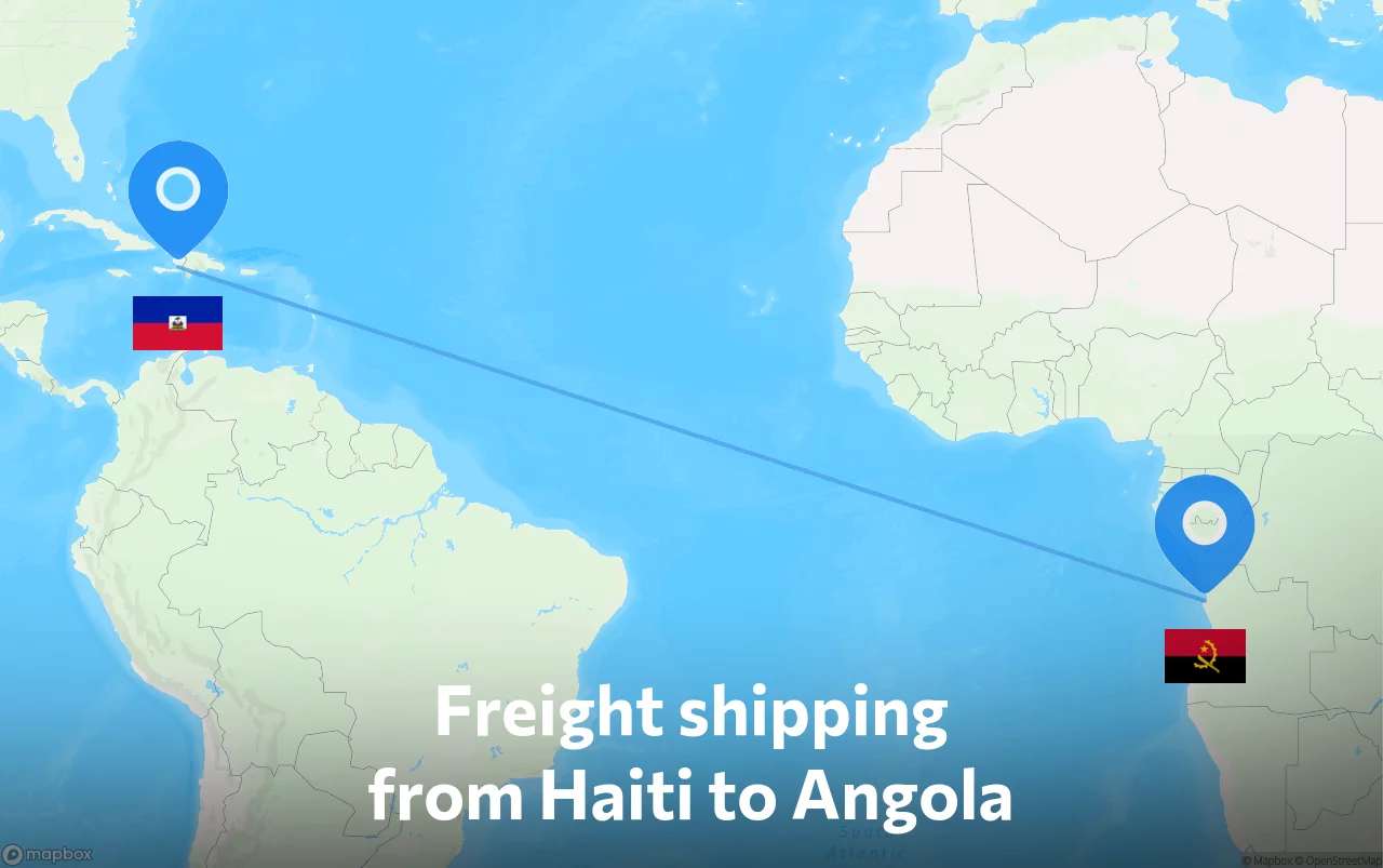 Shipping route from Haiti to Angola