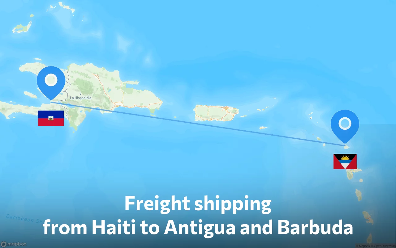 Shipping route from Haiti to Antigua and Barbuda