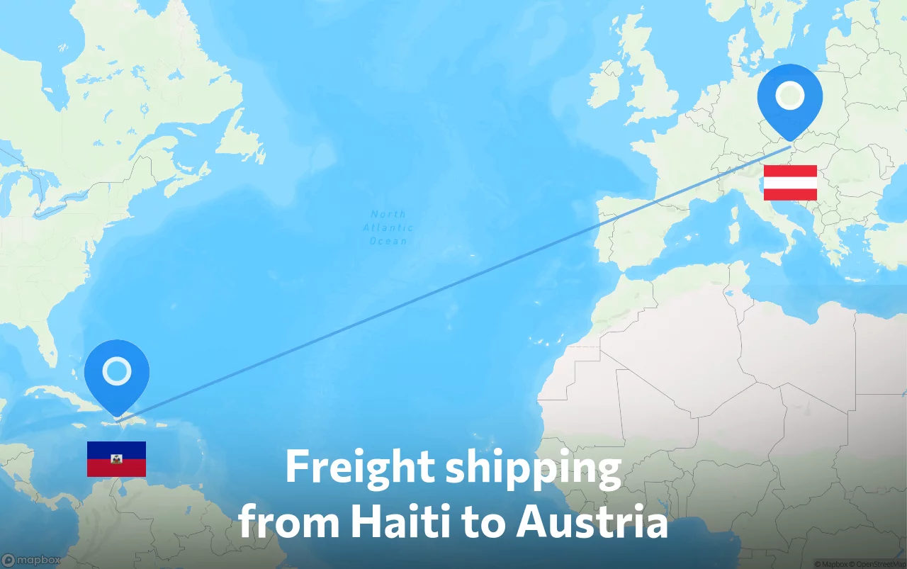 Shipping route from Haiti to Austria