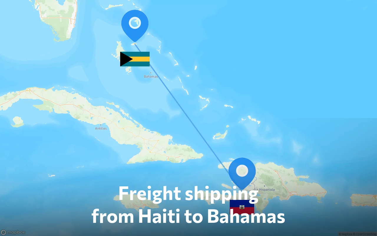 Shipping route from Haiti to Bahamas