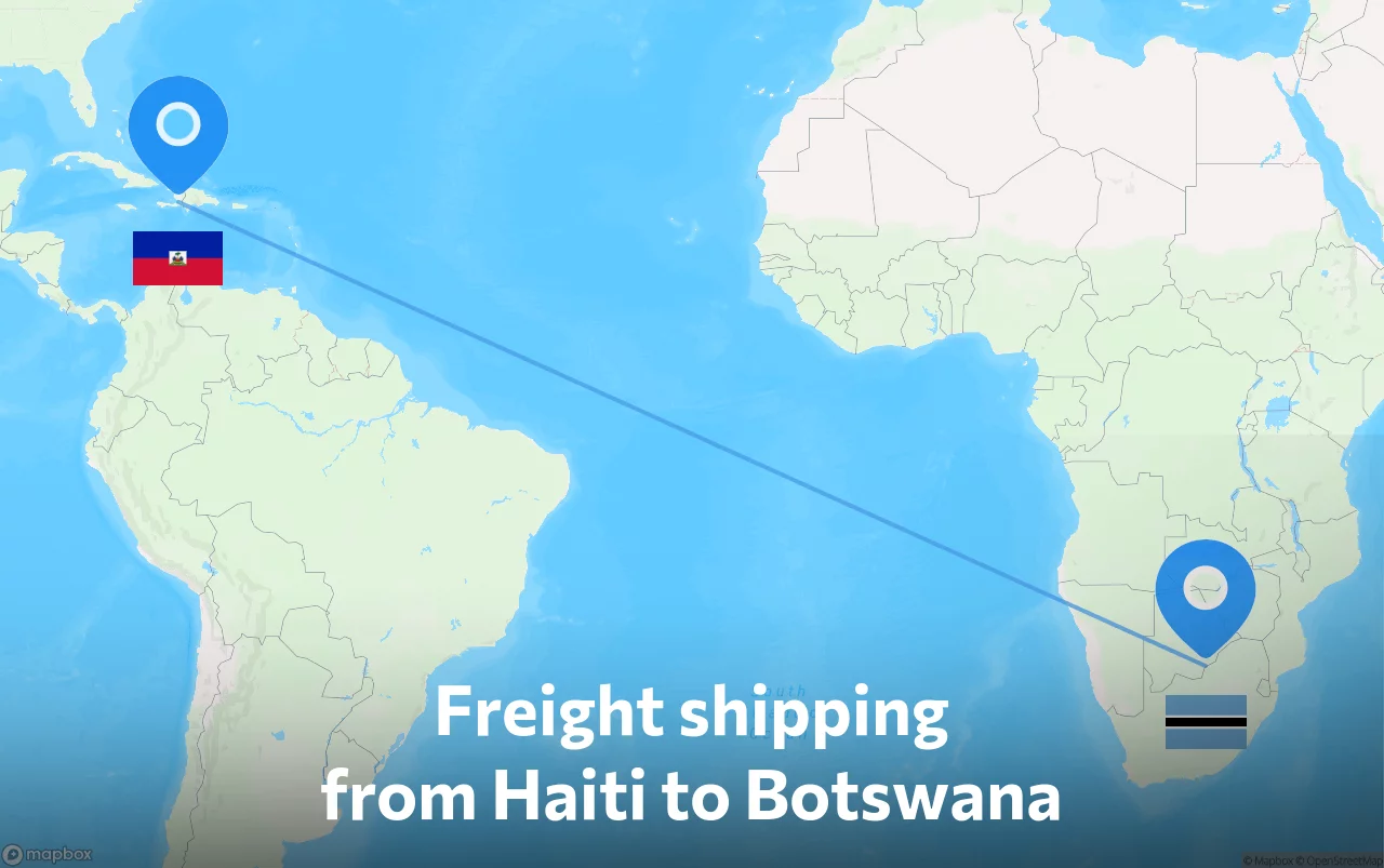 Shipping route from Haiti to Botswana