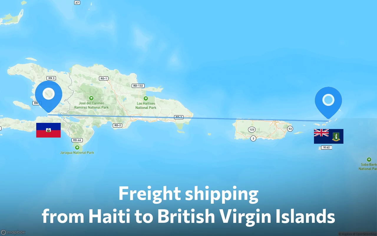 Shipping route from Haiti to British Virgin Islands