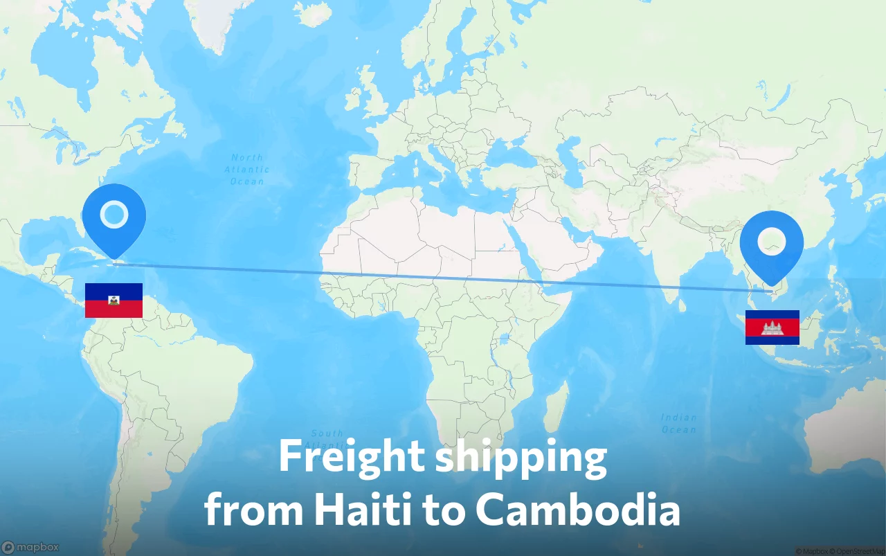 Shipping route from Haiti to Cambodia
