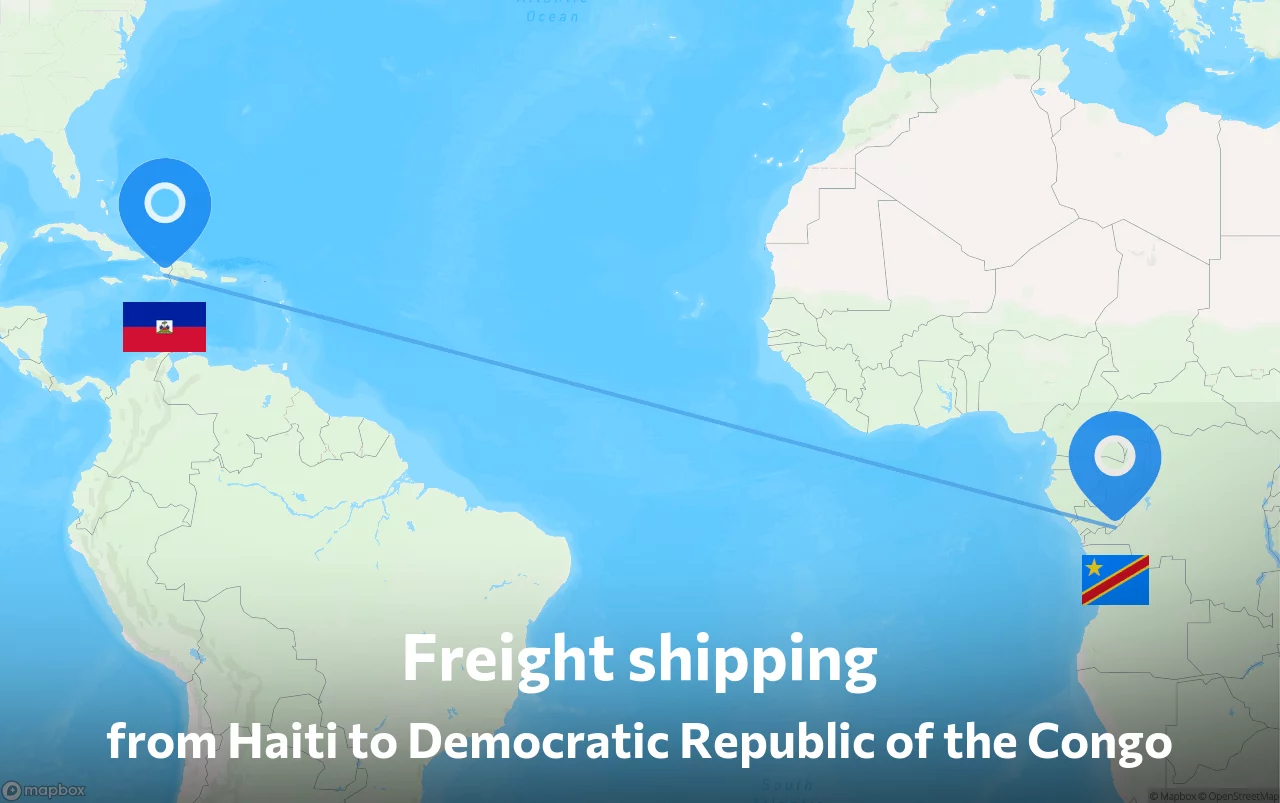 Shipping route from Haiti to Democratic Republic of the Congo
