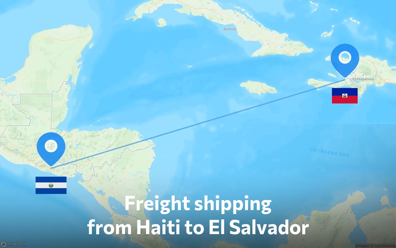 Shipping route from Haiti to El Salvador