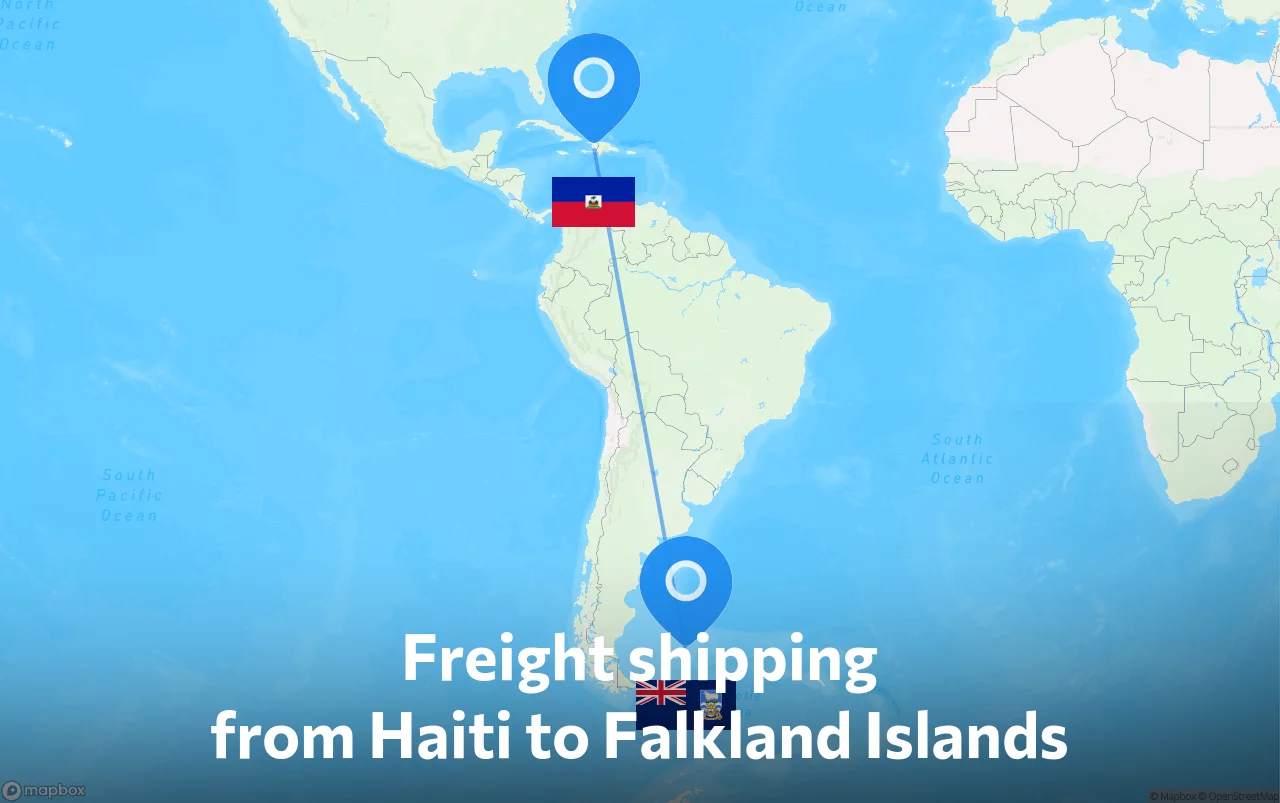 Shipping route from Haiti to Falkland Islands