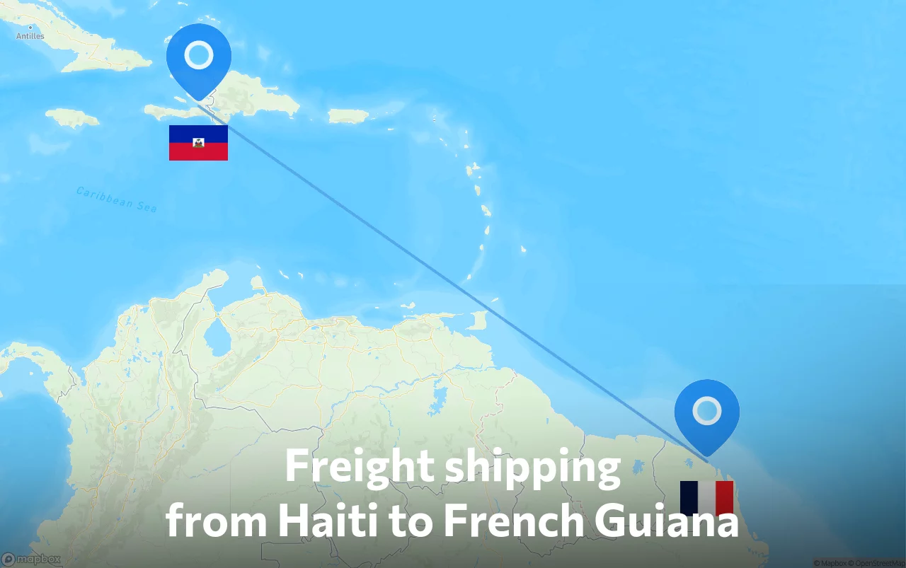 Shipping route from Haiti to French Guiana
