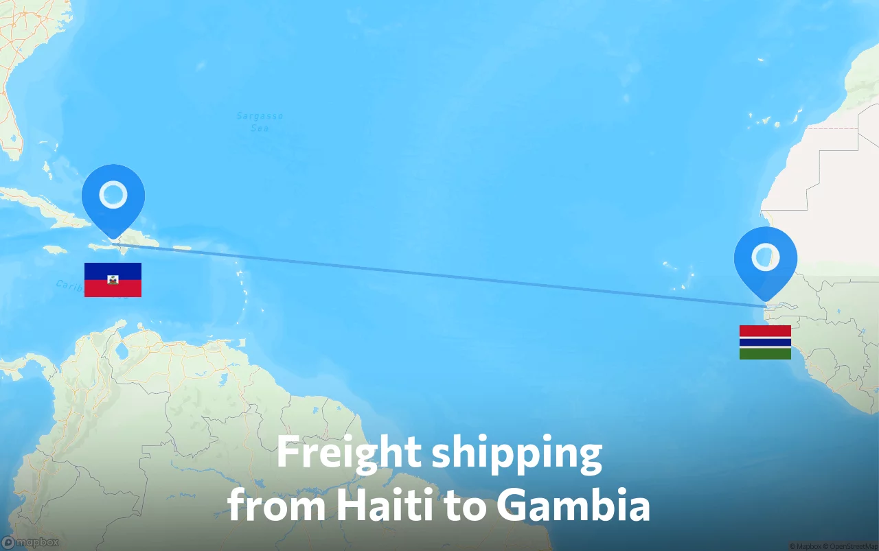 Shipping route from Haiti to Gambia