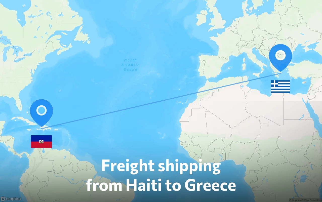Shipping route from Haiti to Greece