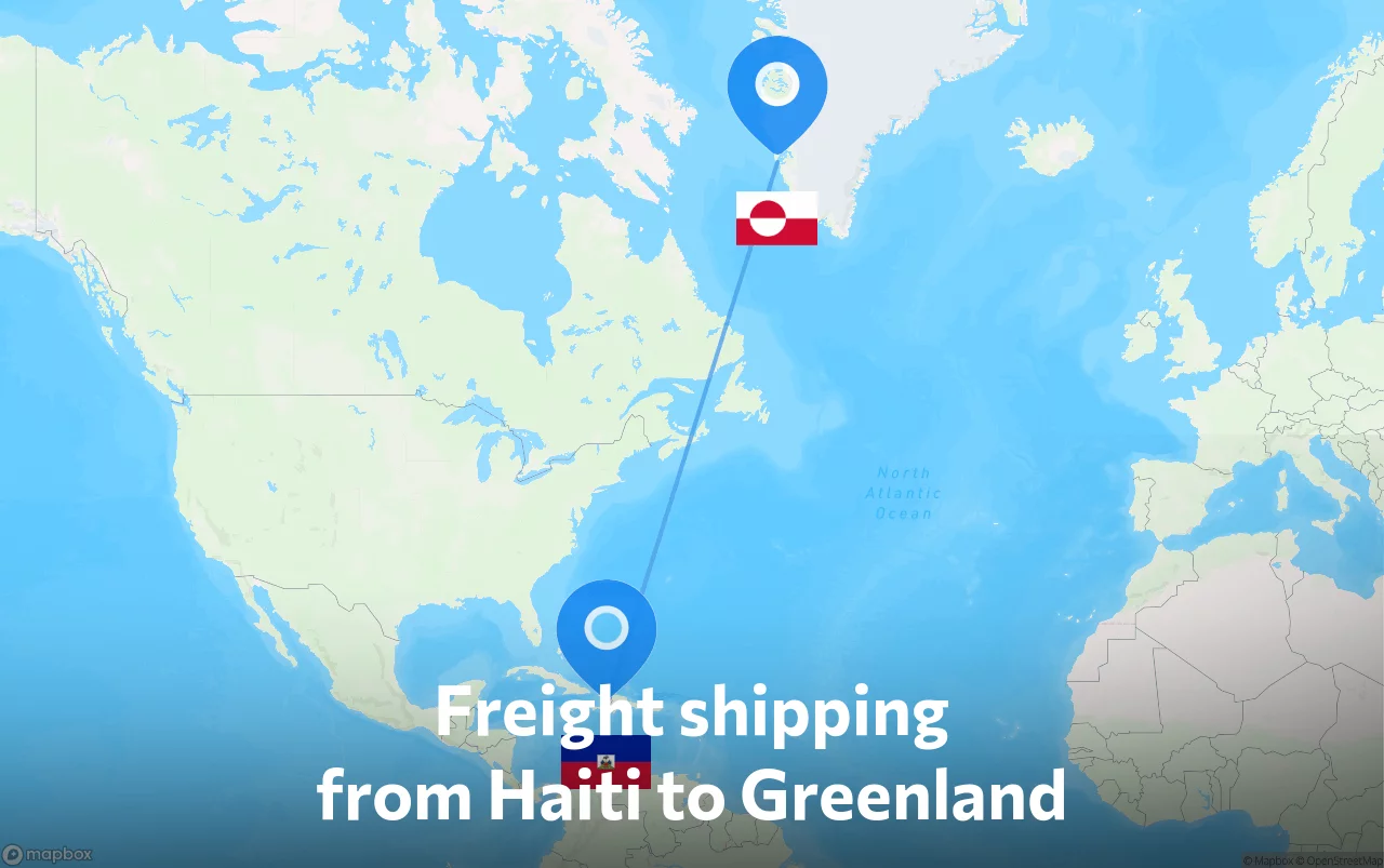 Shipping route from Haiti to Greenland