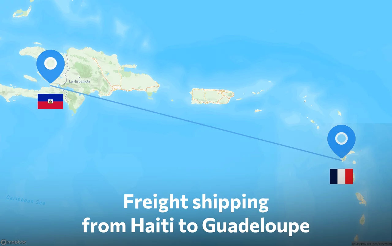 Shipping route from Haiti to Guadeloupe
