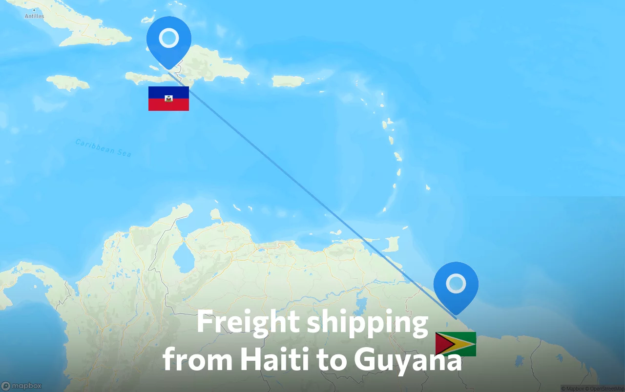 Shipping route from Haiti to Guyana