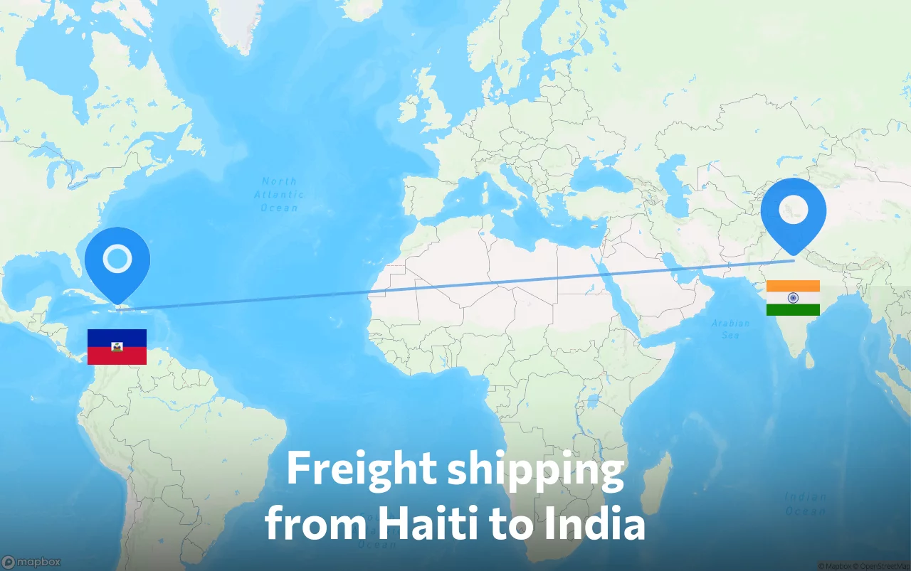 Shipping route from Haiti to India