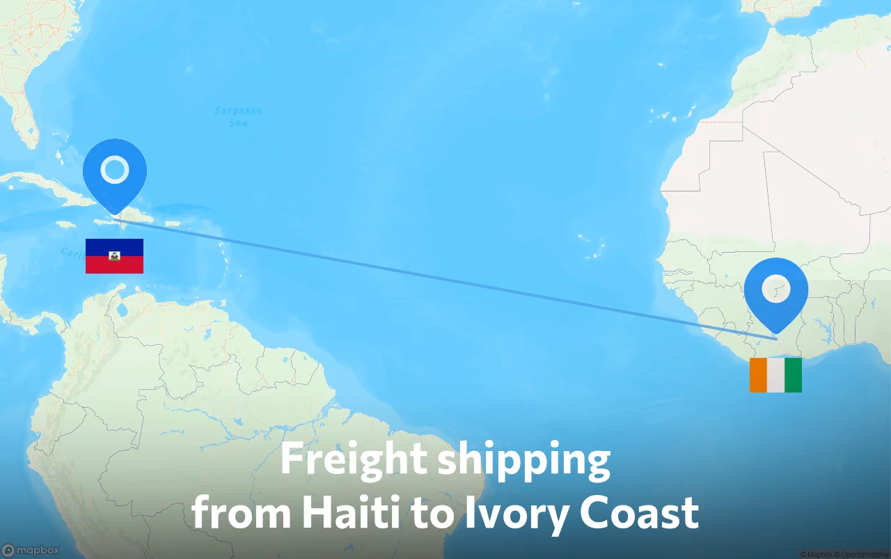Shipping route from Haiti to Ivory Coast