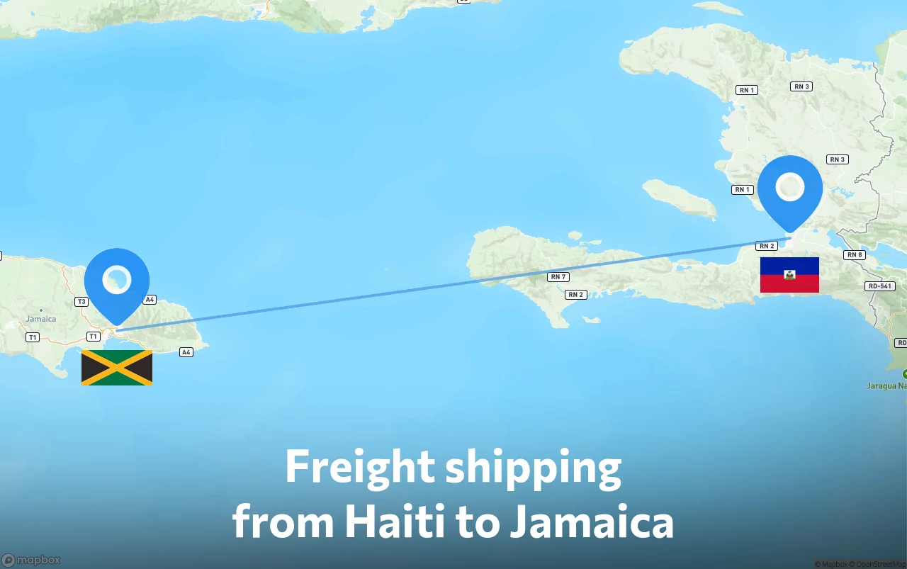 Shipping route from Haiti to Jamaica