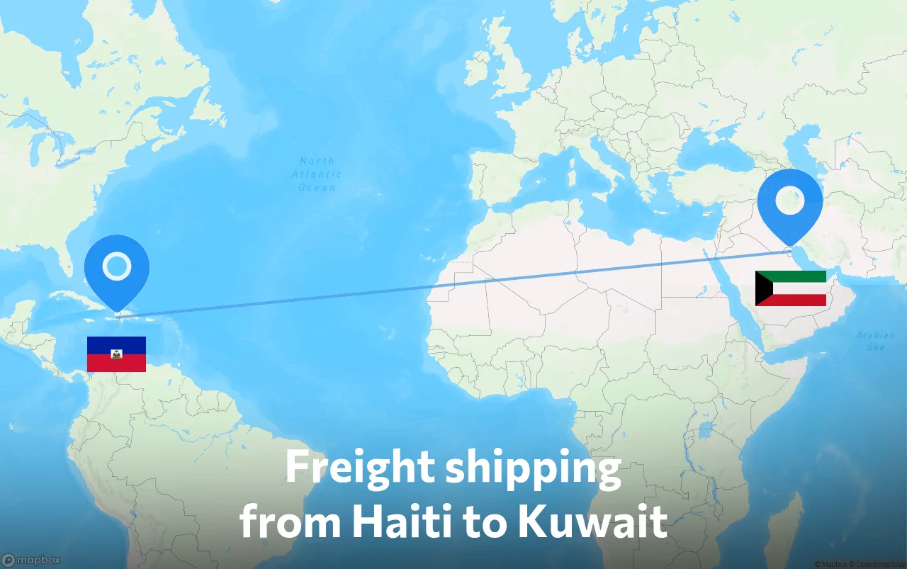 Shipping route from Haiti to Kuwait