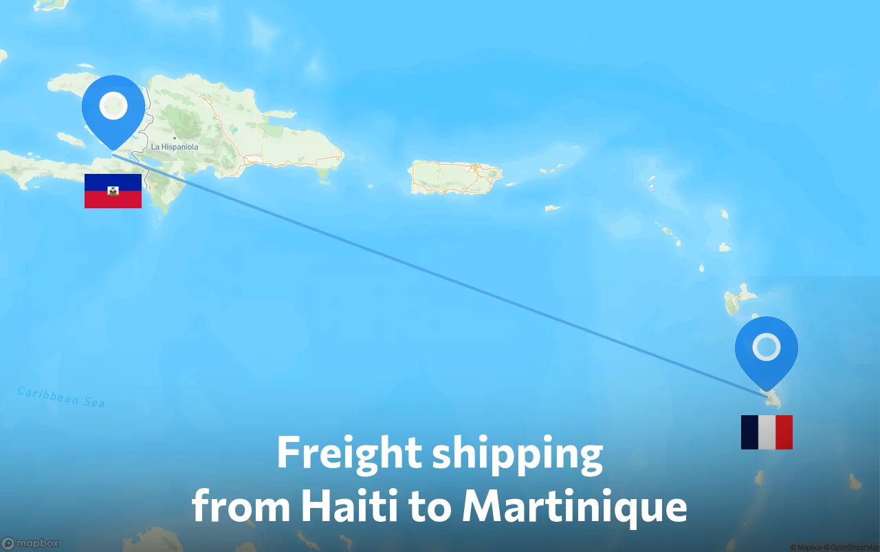 Shipping route from Haiti to Martinique