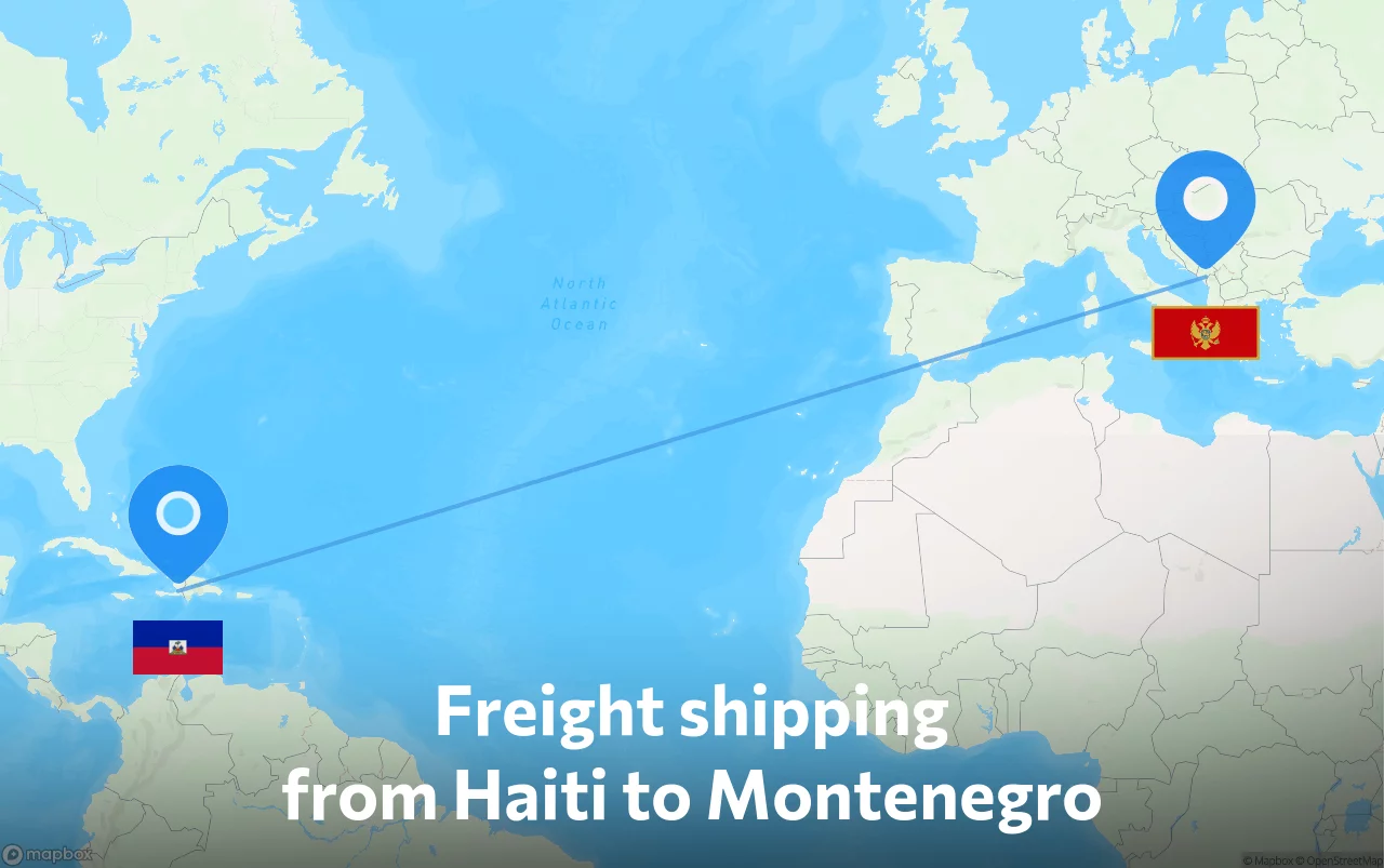 Shipping route from Haiti to Montenegro