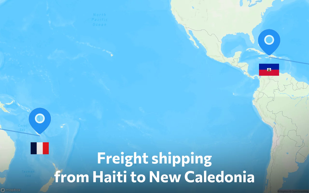 Shipping route from Haiti to New Caledonia