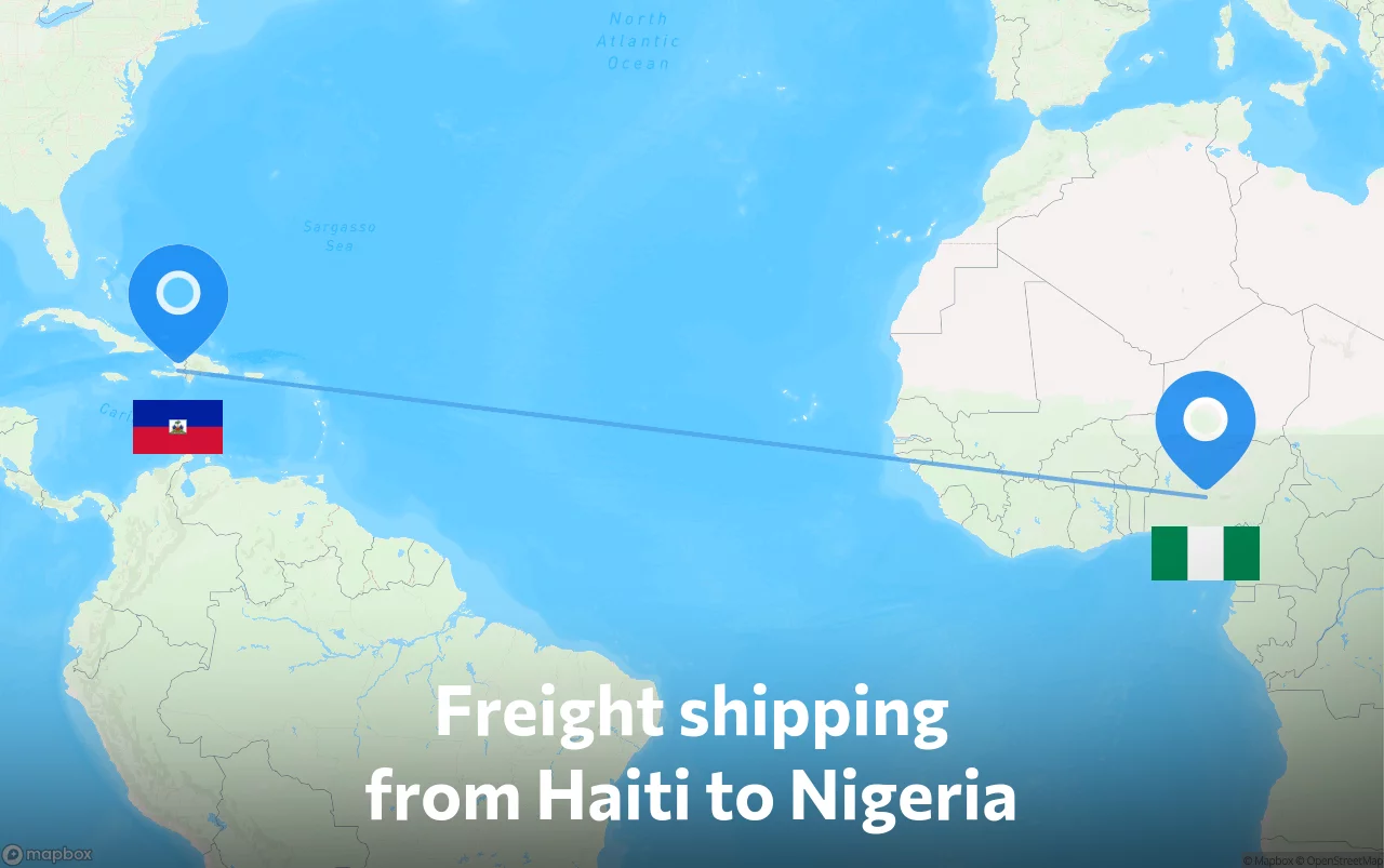 Shipping route from Haiti to Nigeria