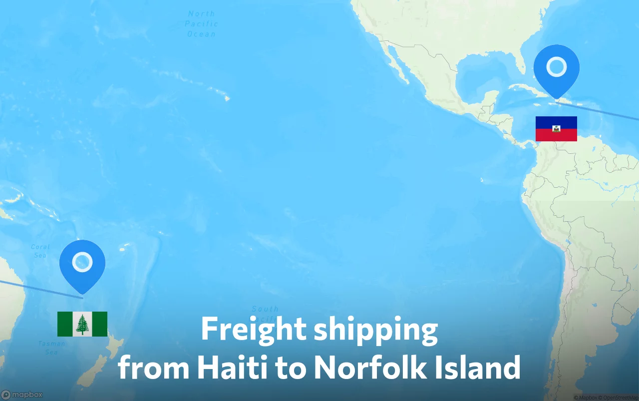 Shipping route from Haiti to Norfolk Island