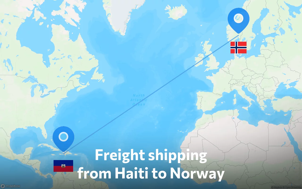 Shipping route from Haiti to Norway