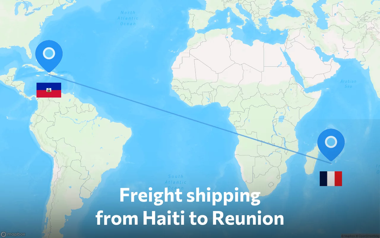 Shipping route from Haiti to Reunion