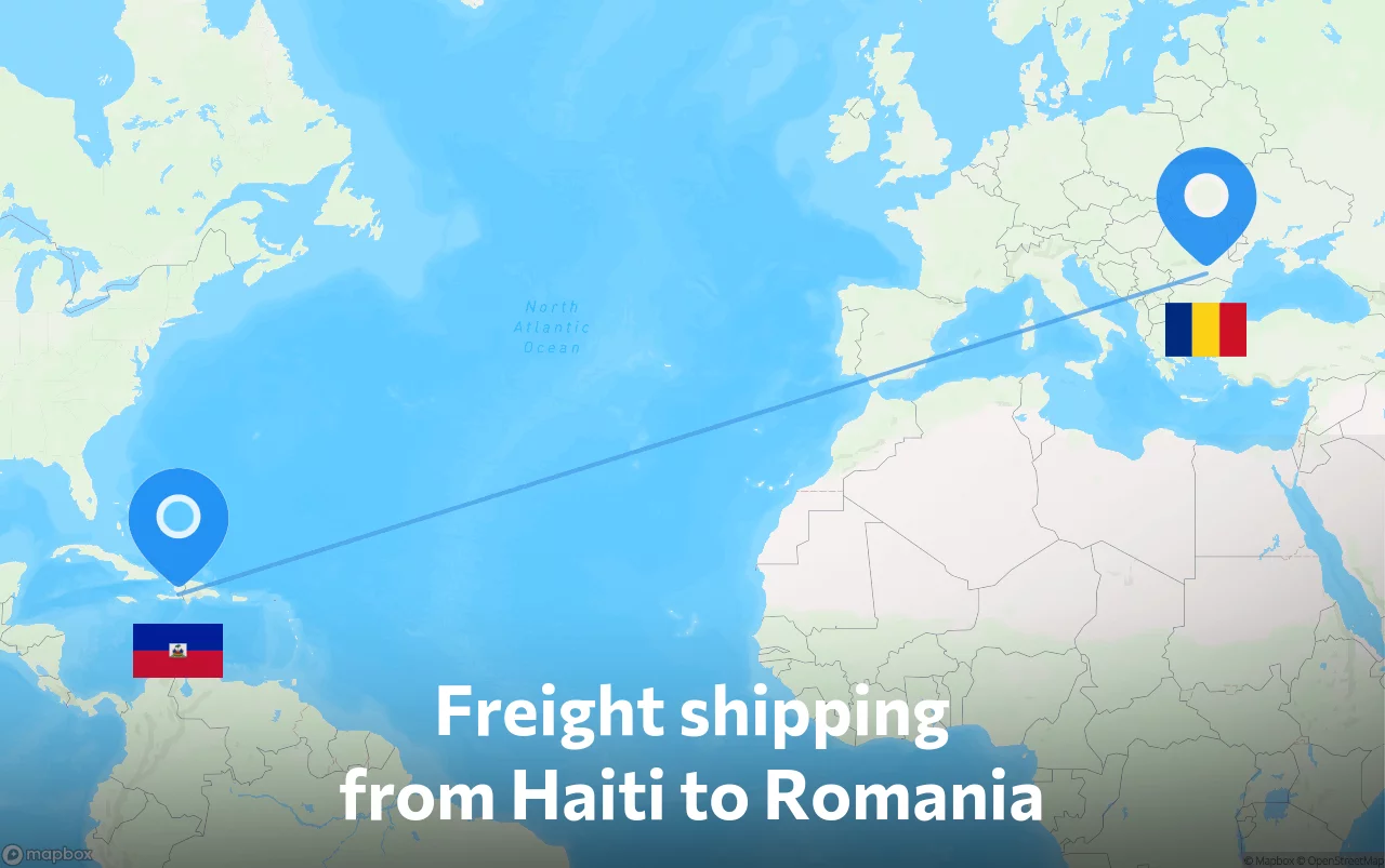 Shipping route from Haiti to Romania