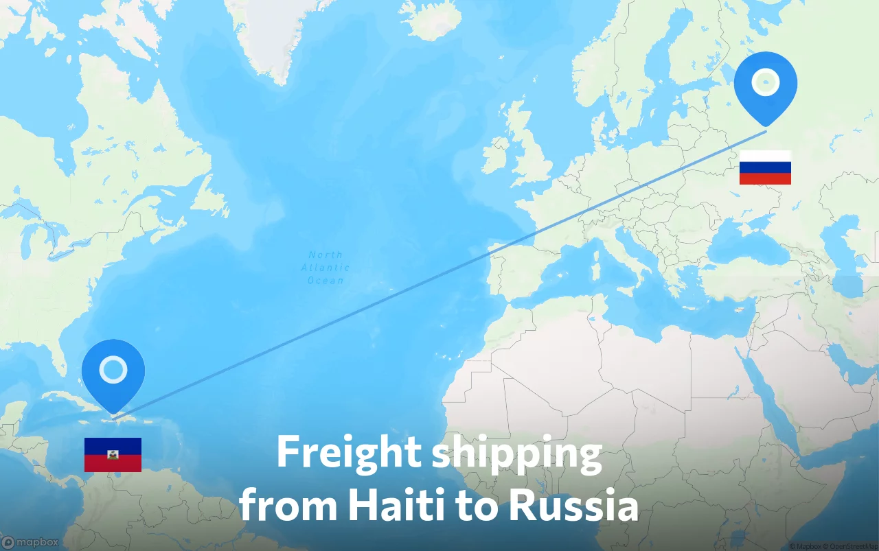 Shipping route from Haiti to Russia