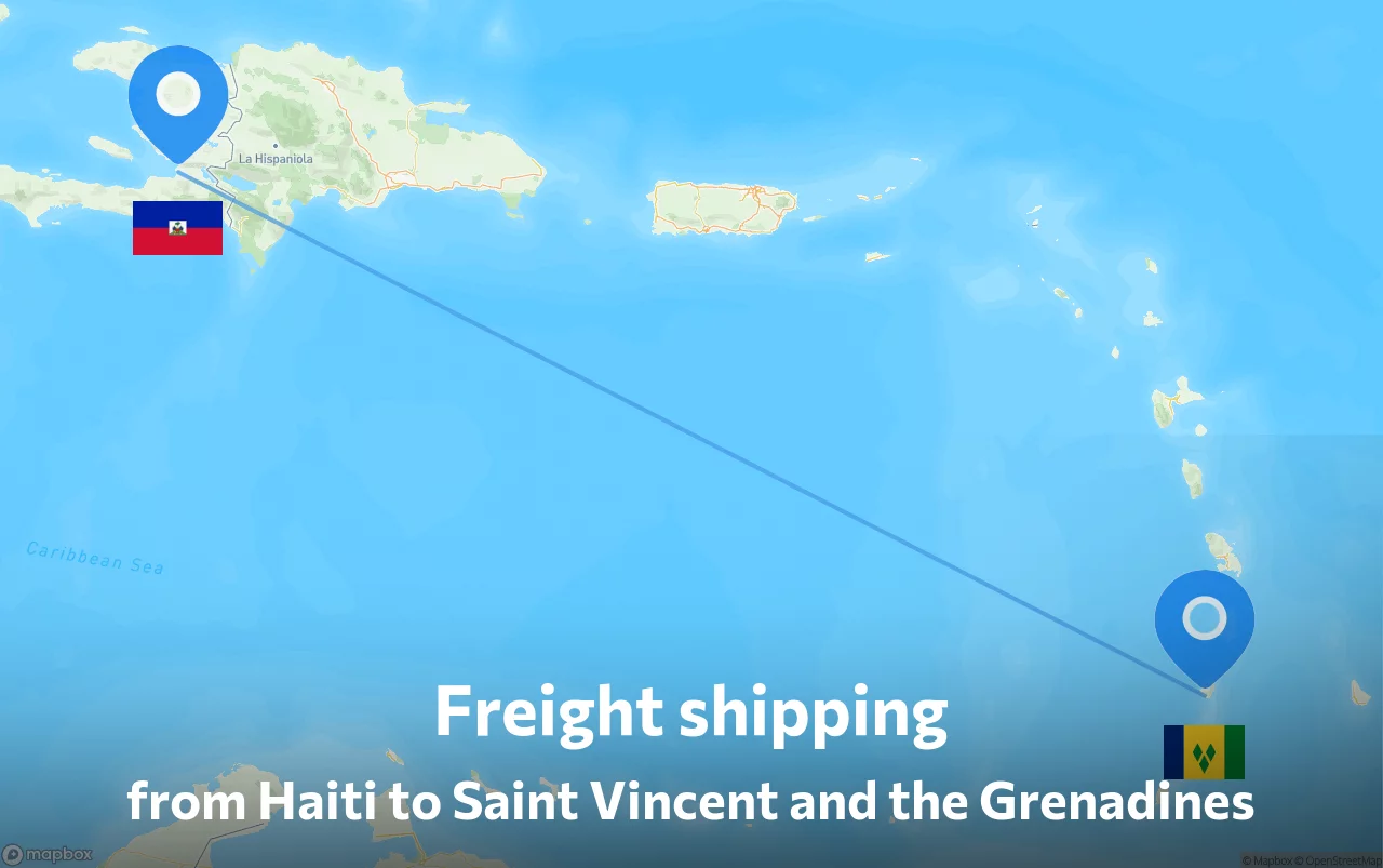 Shipping route from Haiti to Saint Vincent and the Grenadines