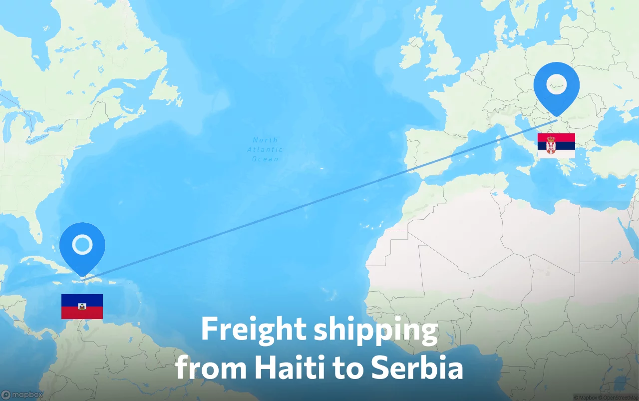 Shipping route from Haiti to Serbia