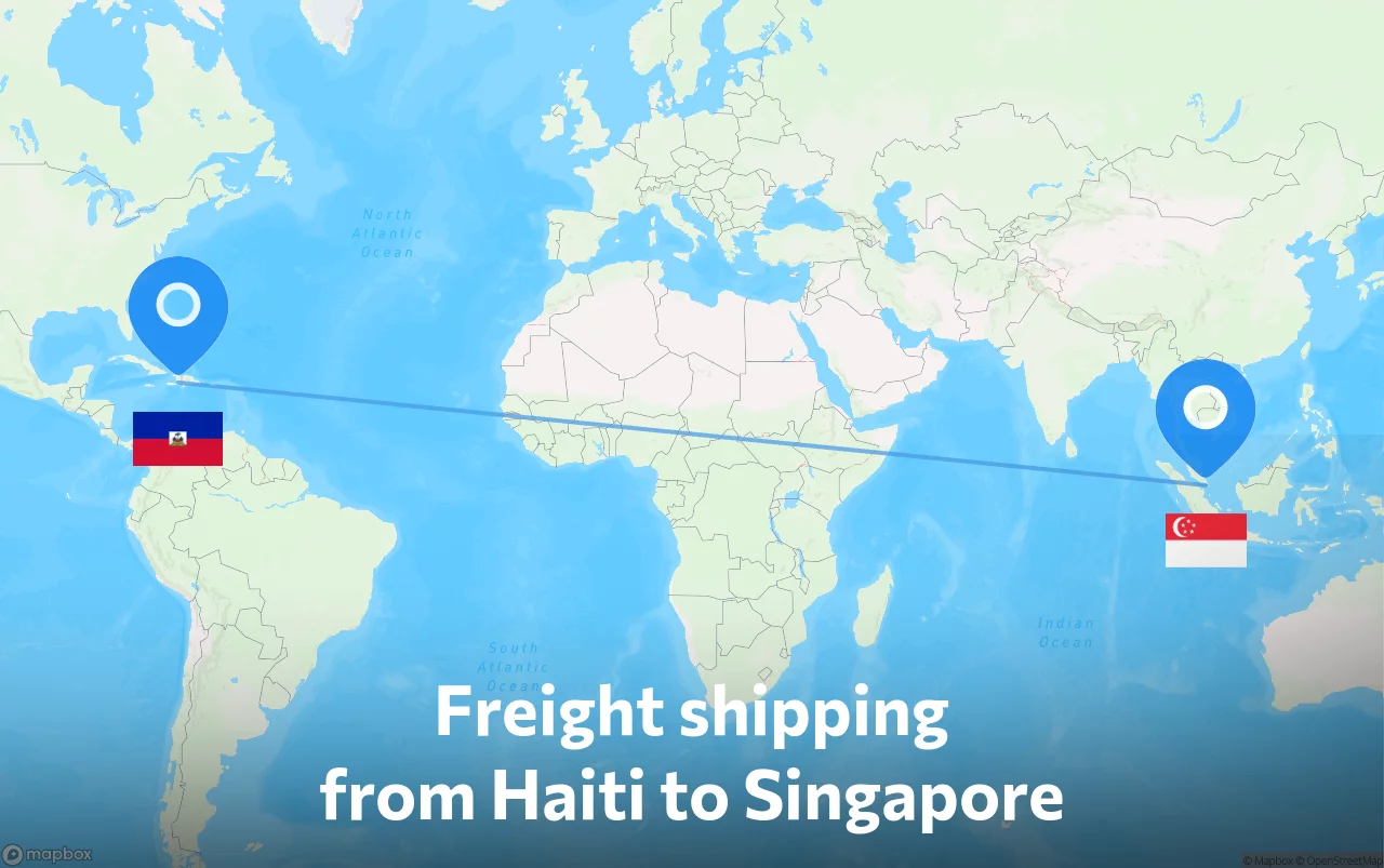 Shipping route from Haiti to Singapore