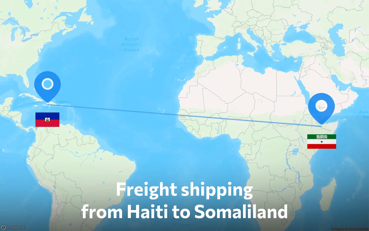 Shipping route from Haiti to Somaliland