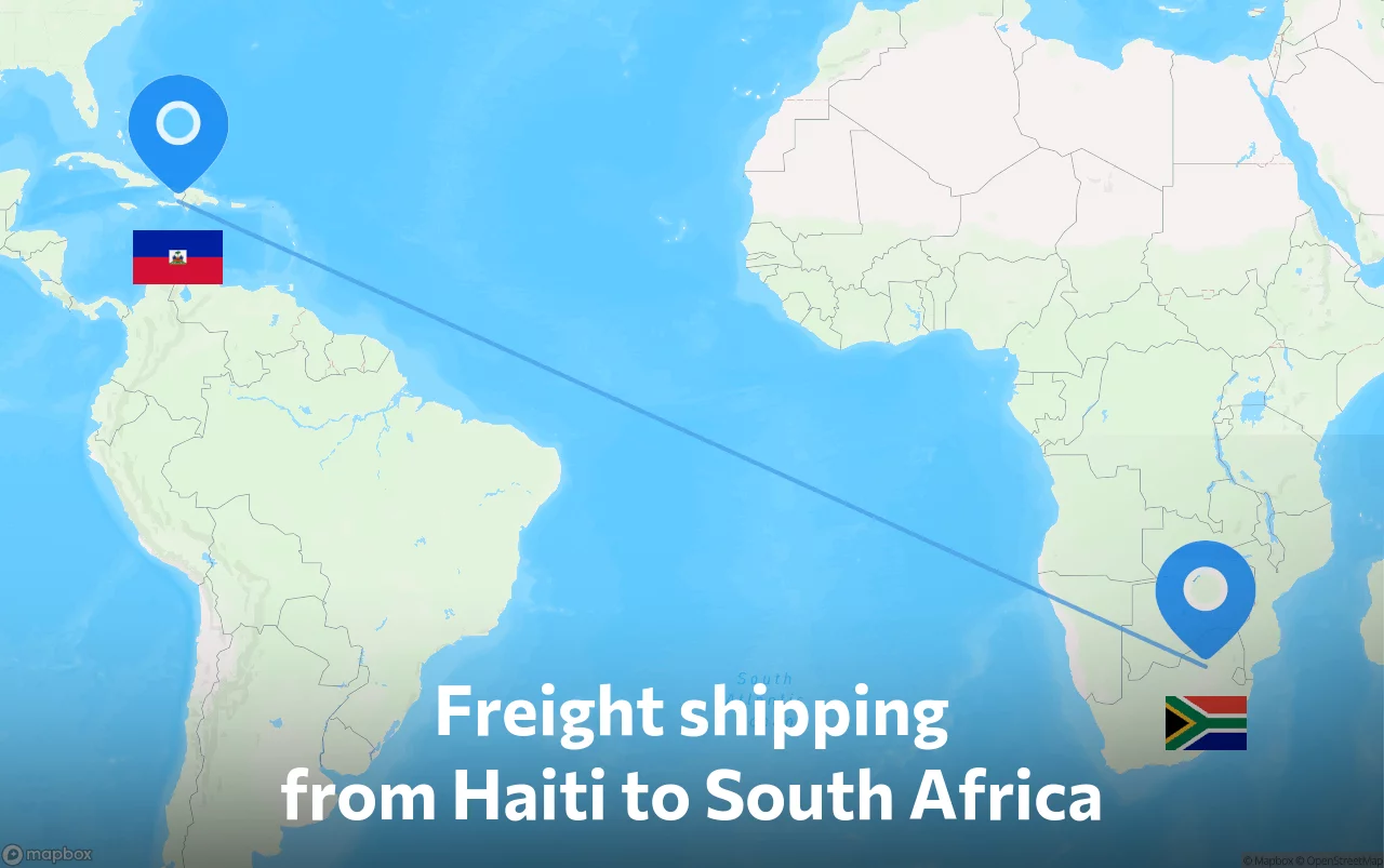 Shipping route from Haiti to South Africa