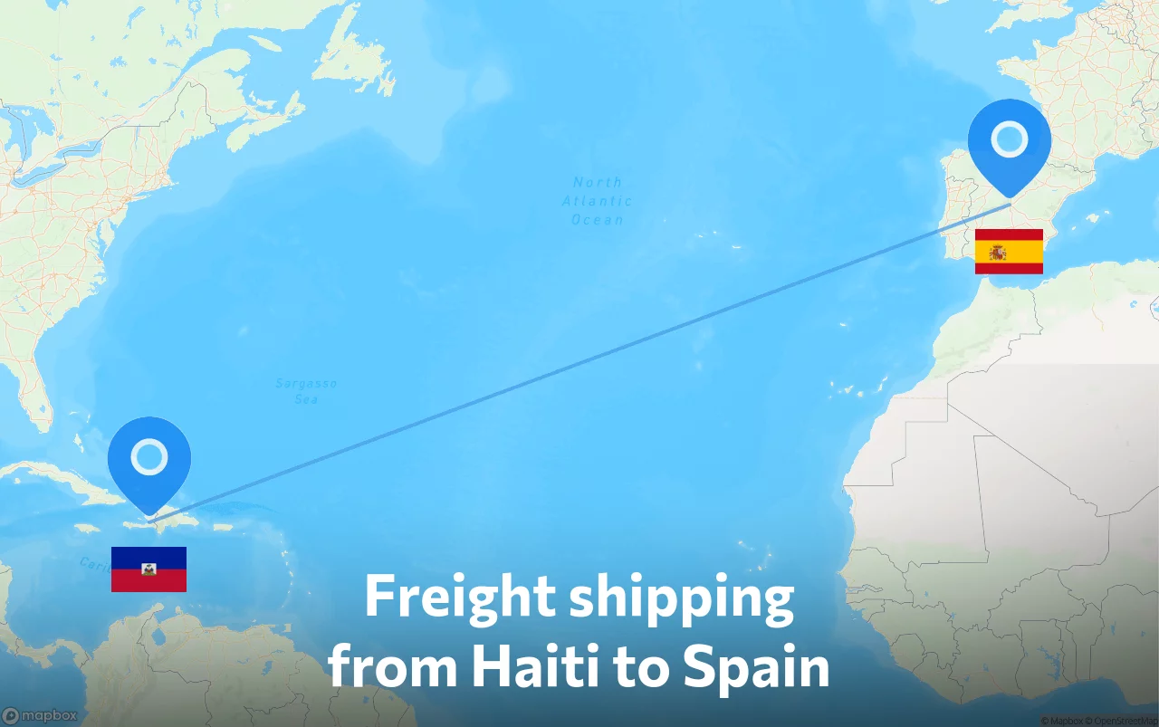 Shipping route from Haiti to Spain