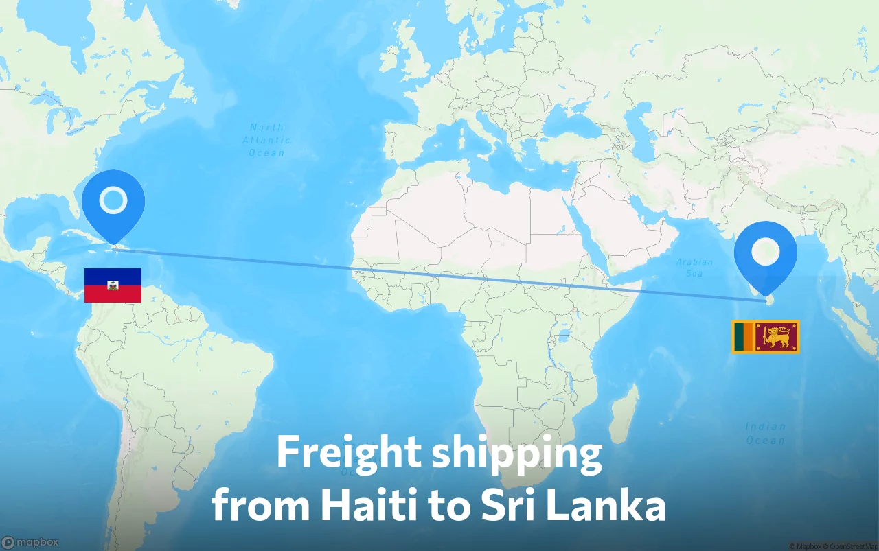 Shipping route from Haiti to Sri Lanka