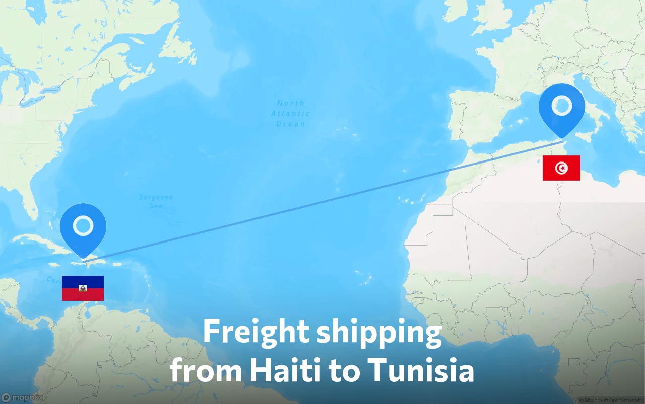 Shipping route from Haiti to Tunisia