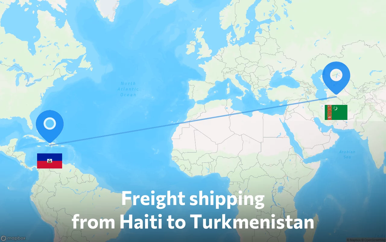 Shipping route from Haiti to Turkmenistan