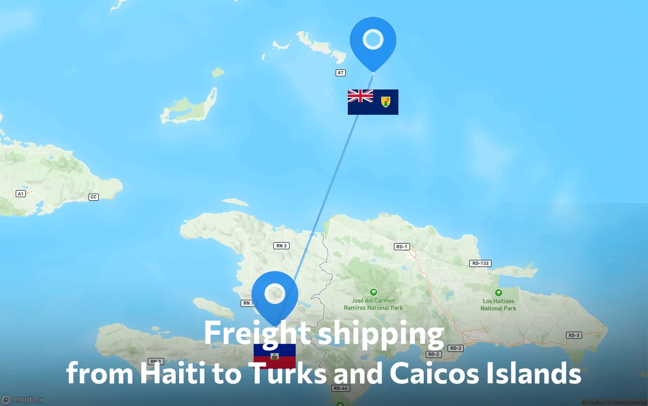 Shipping route from Haiti to Turks and Caicos Islands