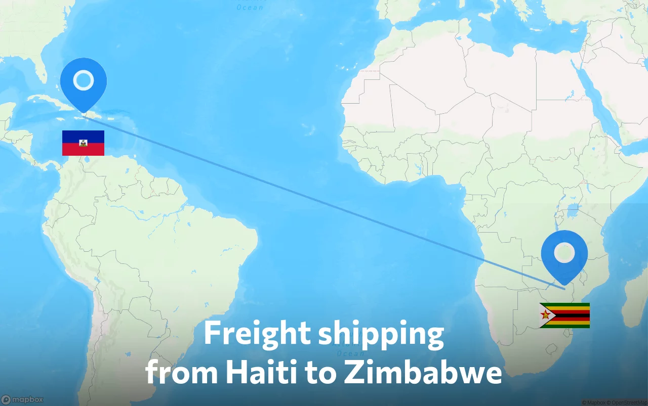 Shipping route from Haiti to Zimbabwe