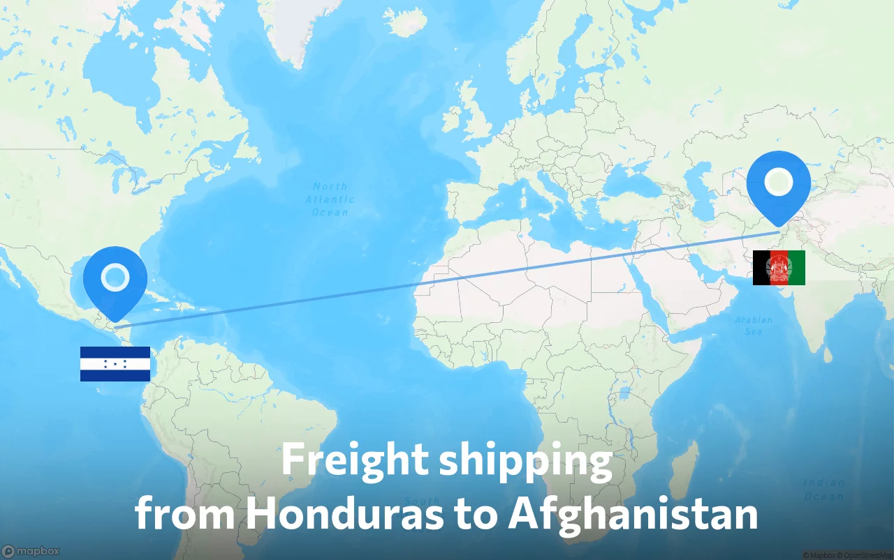 Shipping route from Honduras to Afghanistan