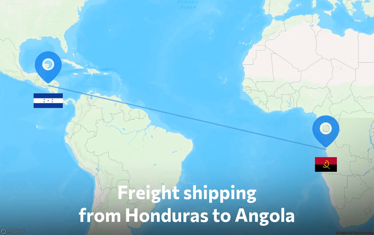Shipping route from Honduras to Angola