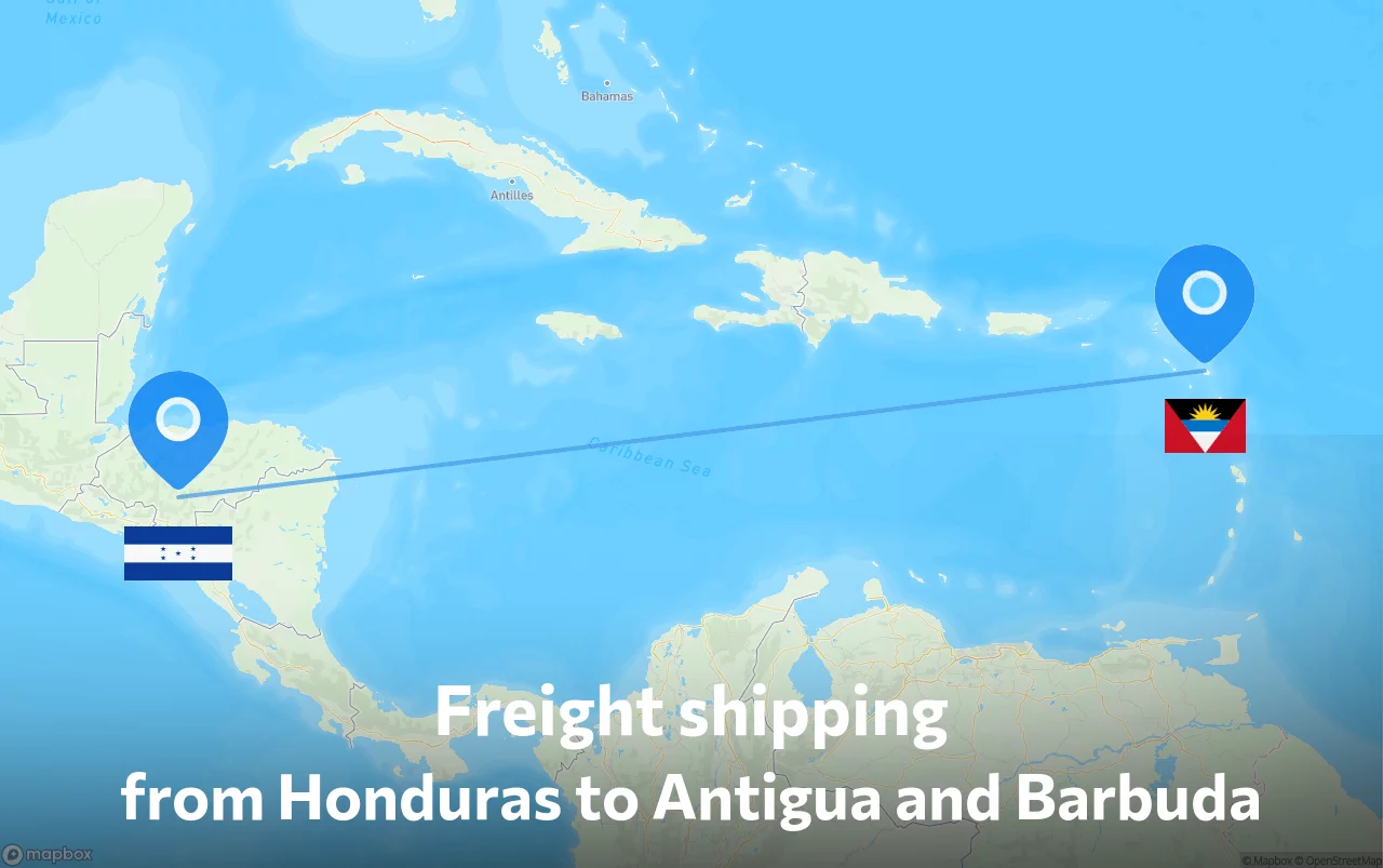 Shipping route from Honduras to Antigua and Barbuda