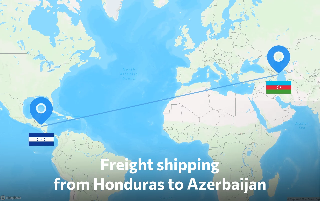 Shipping route from Honduras to Azerbaijan