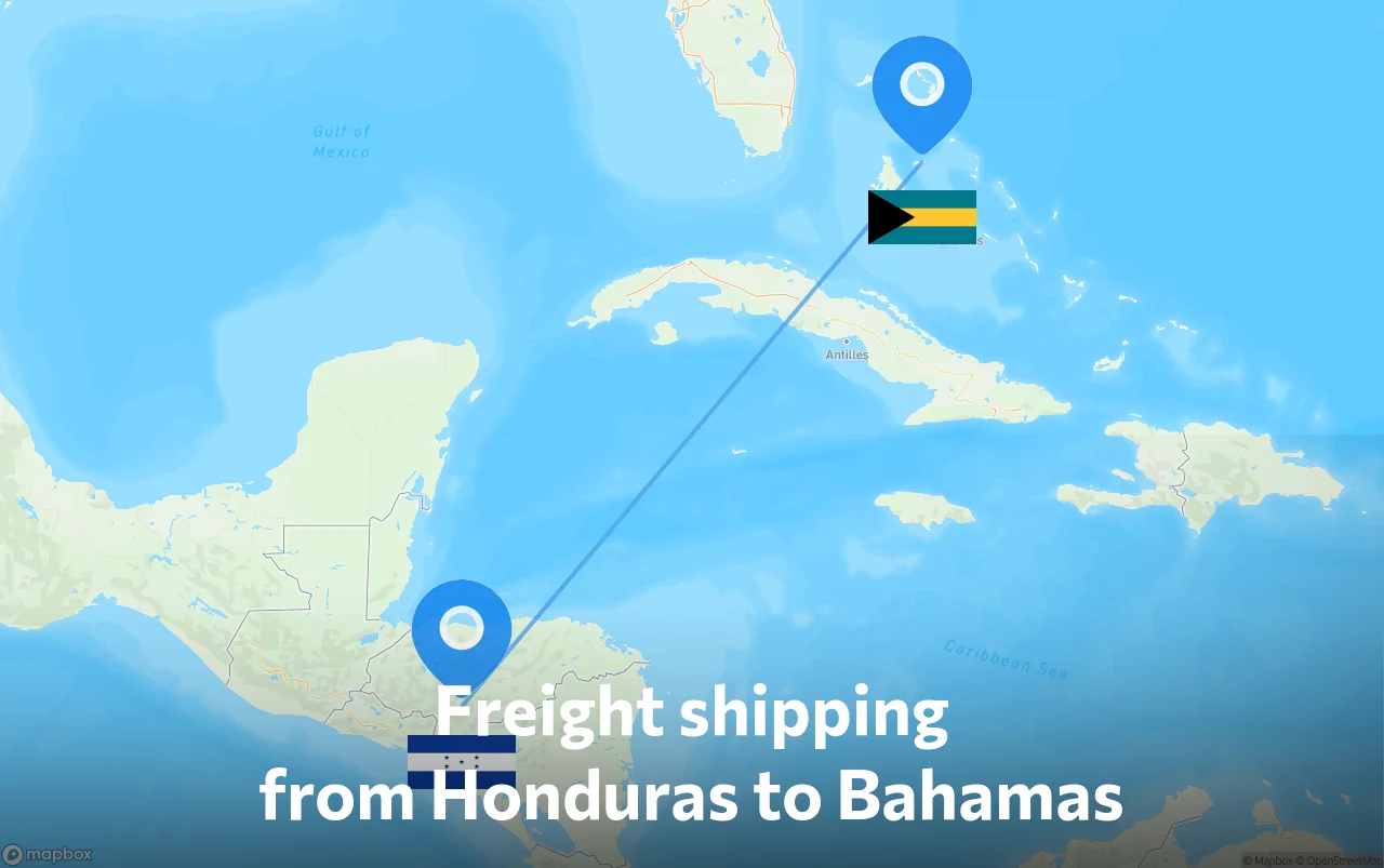 Shipping route from Honduras to Bahamas
