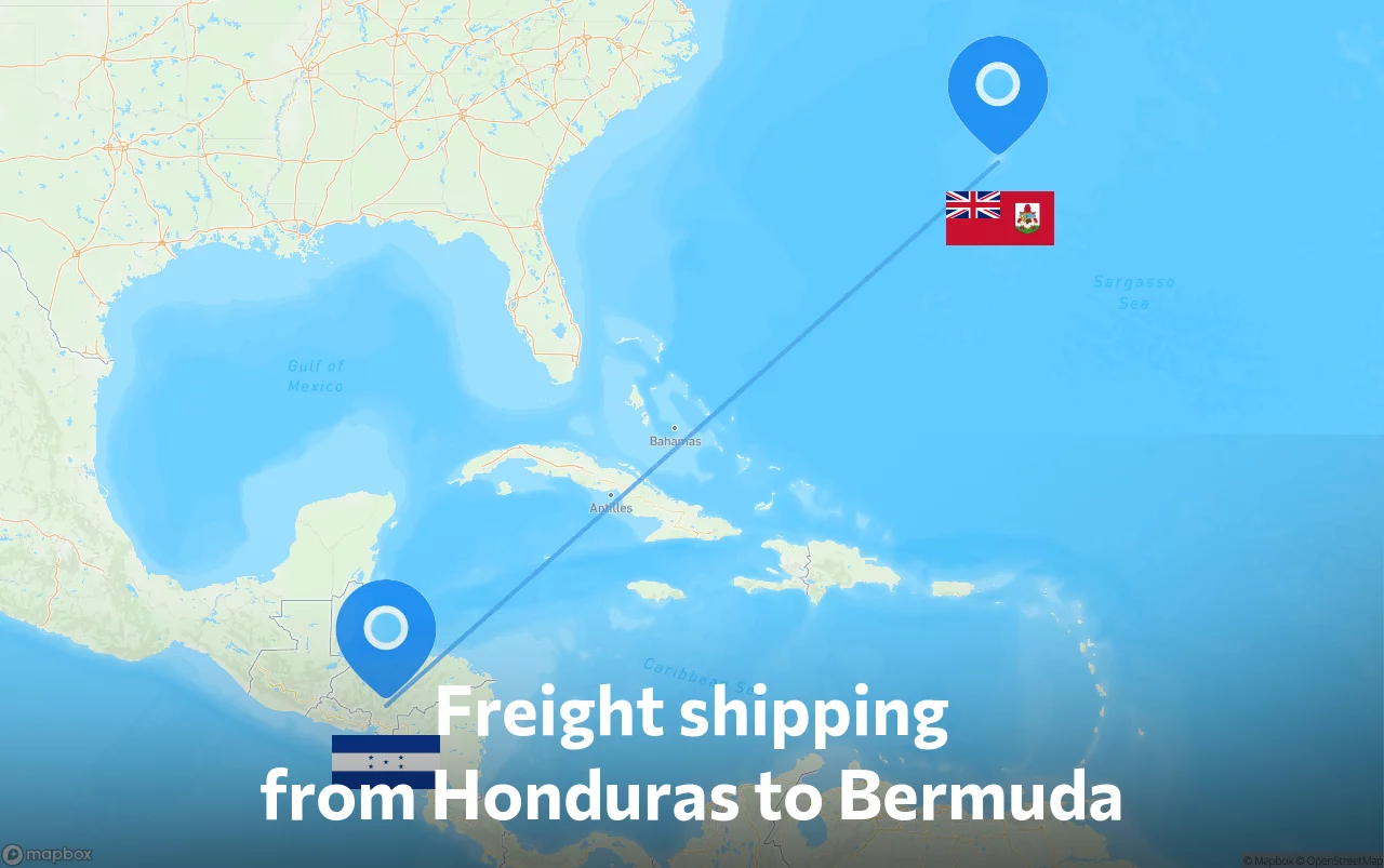 Shipping route from Honduras to Bermuda