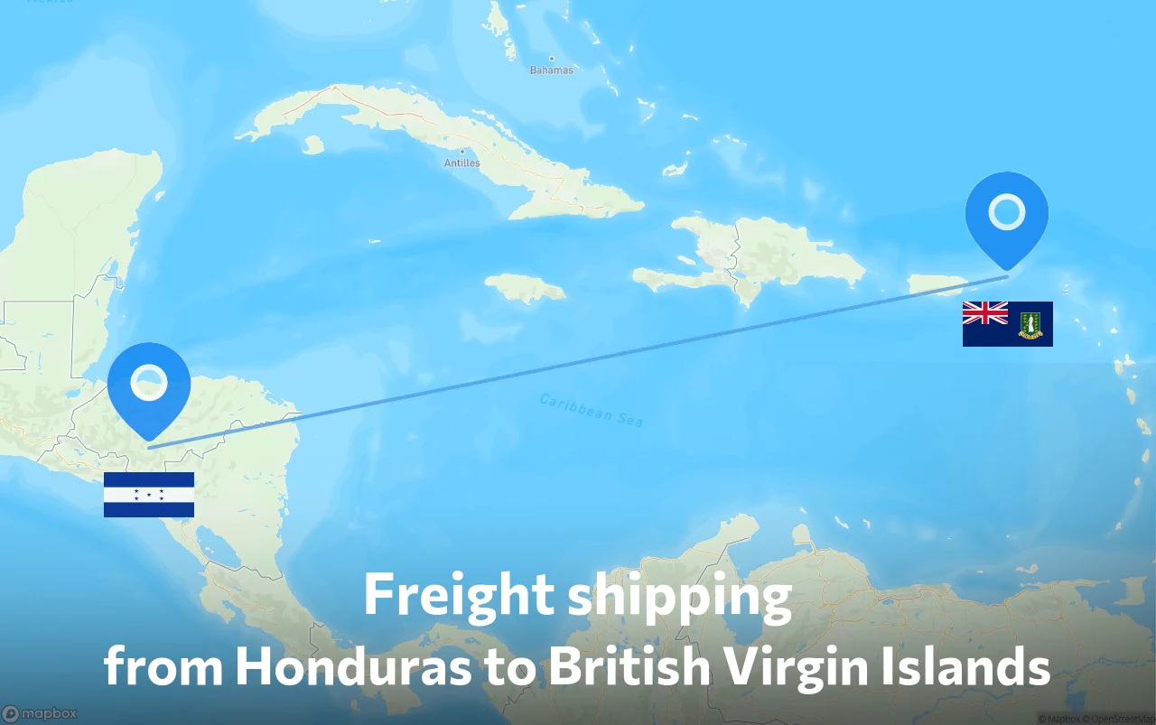 Shipping route from Honduras to British Virgin Islands